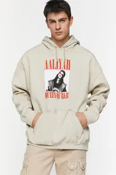 Forever 21 Forever 21 Aaliyah Graphic Drawstring Hoodie Sand/Red. 2