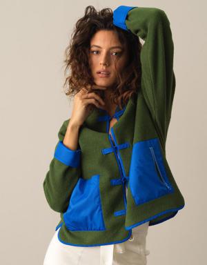 Oversize Cepli Polar Ceket