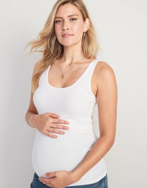 Maternity First-Layer Rib-Knit Side-Shirred Tank Top white