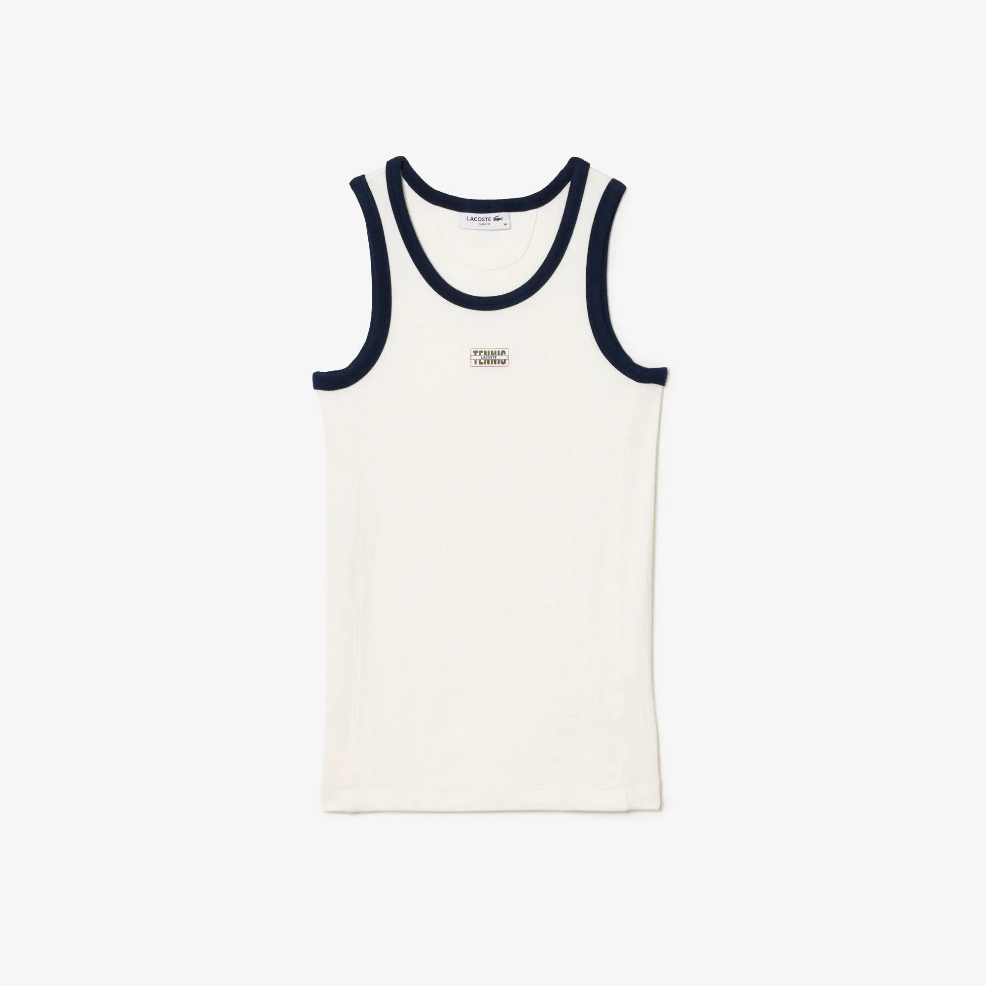Lacoste Flowing Rib Knit Tennis Badge Tank. 2 Lacoste Flowing Rib Knit Tennis Badge Tank. 2