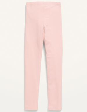 Full-Length Built-In Tough Rib-Knit Leggings for Girls pink