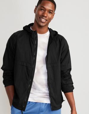 Water-Resistant Hooded Zip Jacket for Men black