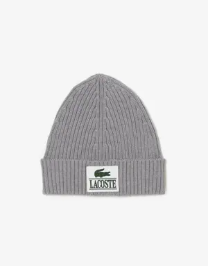 Ribbed Wool Woven Patch Beanie