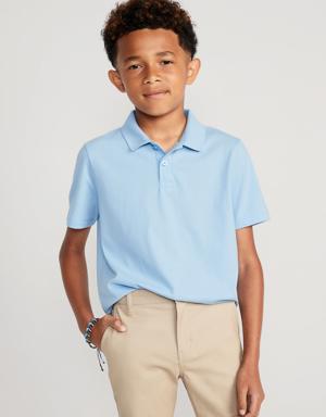 School Uniform Jersey-Knit Polo Shirt for Boys blue