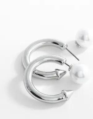 Pearl-detail hoop earrings