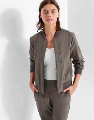 Banana Republic Petite BR SPORT Flyweight Bomber Jacket green