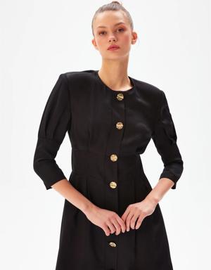 Önü Düğmeli Mini Ceket Elbise