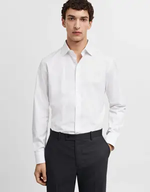 Slim-fit cotton poplin suit shirt