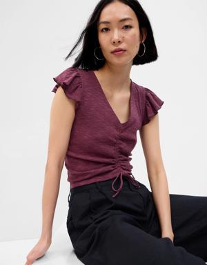 Gap Essential Rib Ruched T-Shirt pink