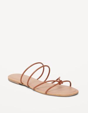Faux-Leather Strappy Knotted Sandals brown