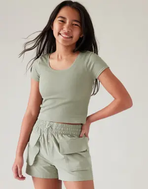 Athleta Girl Rise Above Rib Crop Tee green