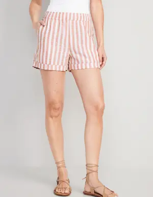 Old Navy Matching High-Waisted Striped Linen-Blend Shorts for Women -- 3.5-inch inseam multi