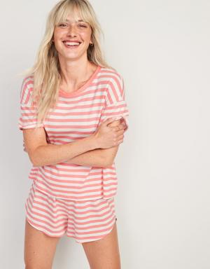 Sunday Sleep Pajama T-Shirt & Shorts Set for Women pink