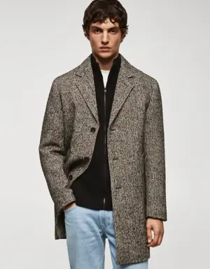 Recycled wool herringbone coat