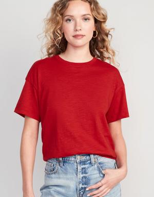 Old Navy Vintage Slub-Knit T-Shirt for Women red