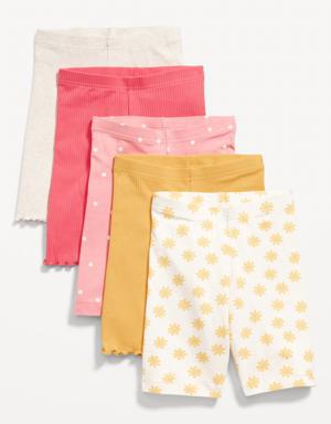 Old Navy Long Biker Shorts Variety 5-Pack for Girls pink