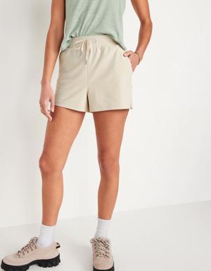 High-Waisted PowerSoft Loose Shorts -- 3-inch inseam beige