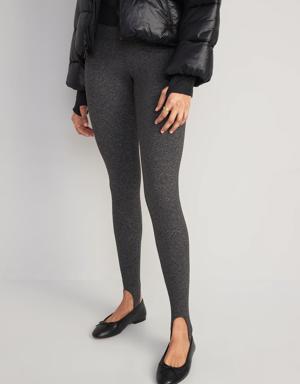 High-Waisted CozeCore Heathered Performance Stirrup Leggings for Women gray