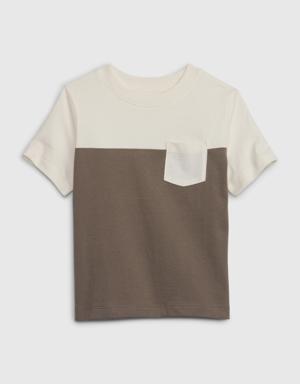 Toddler Colorblock Pocket T-Shirt beige