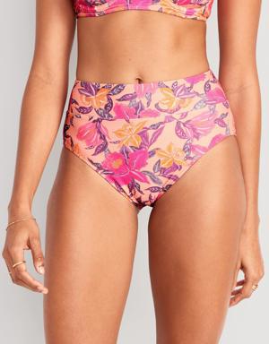 Matching High-Waisted Printed Banded Bikini Swim Bottoms for Women orange