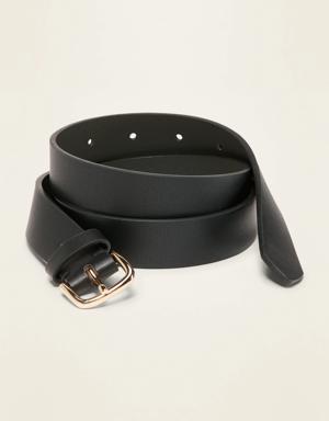 Faux-Leather Belt For Women (1") black