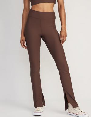 Extra High-Waisted PowerSoft Rib-Knit Flare Leggings for Women brown