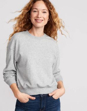 Cropped Vintage French-Terry Sweatshirt for Women gray