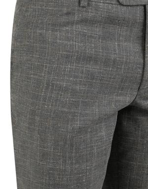 Damat Slim Fit Gri Desenli Yün Karişimli Kumaş Pantolon