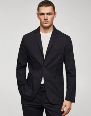 Mango Slim fit cotton suit blazer