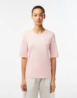 Lacoste T-shirt de algodão com decote redondo para Mulher