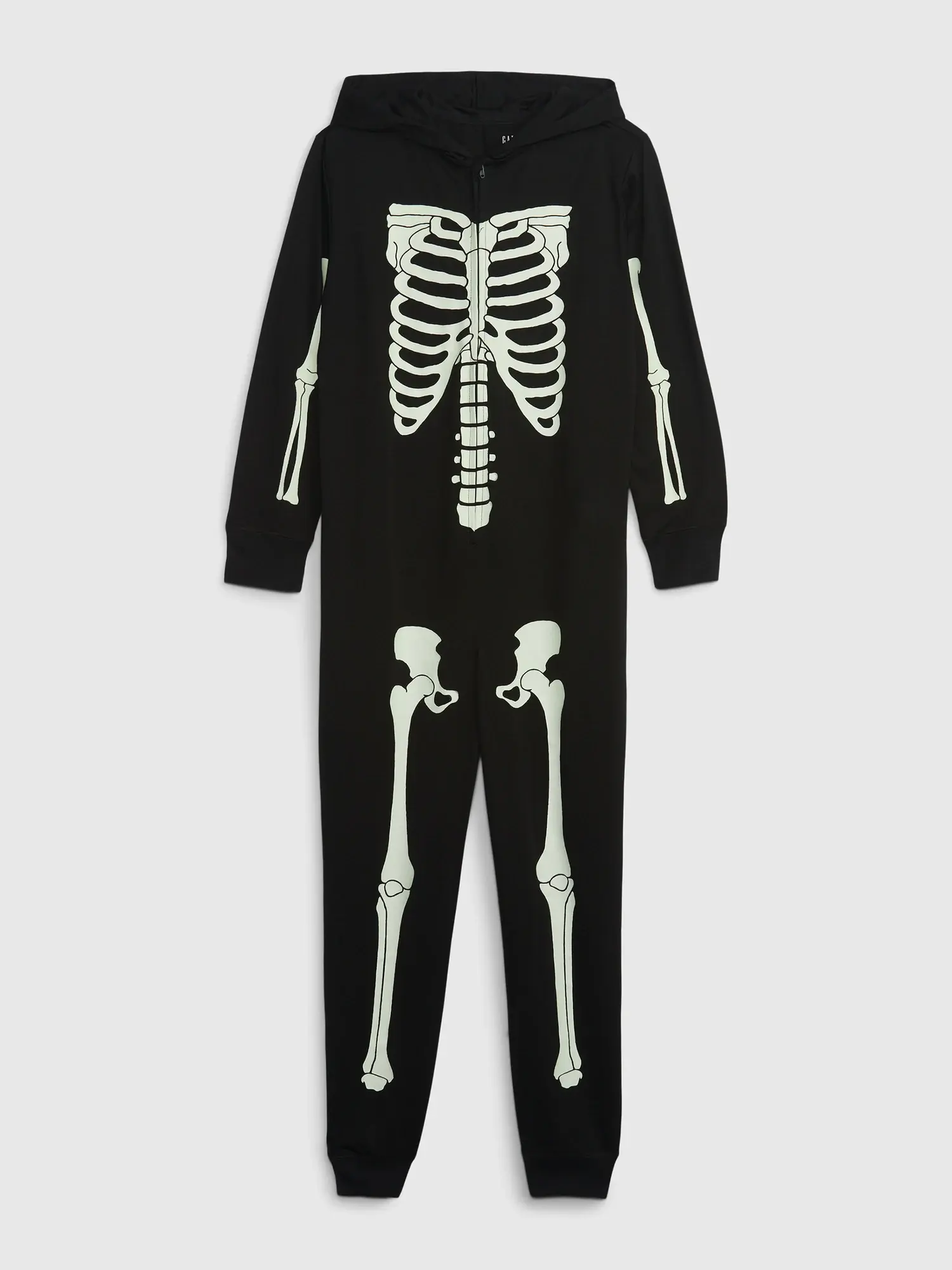 Gap Kids 100% Recycled Glow-in-the-Dark Skeleton PJ One-Piece black. 1