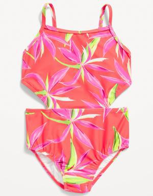 Patterned Cut-Out-Waist One-Piece Swimsuit for Girls multi