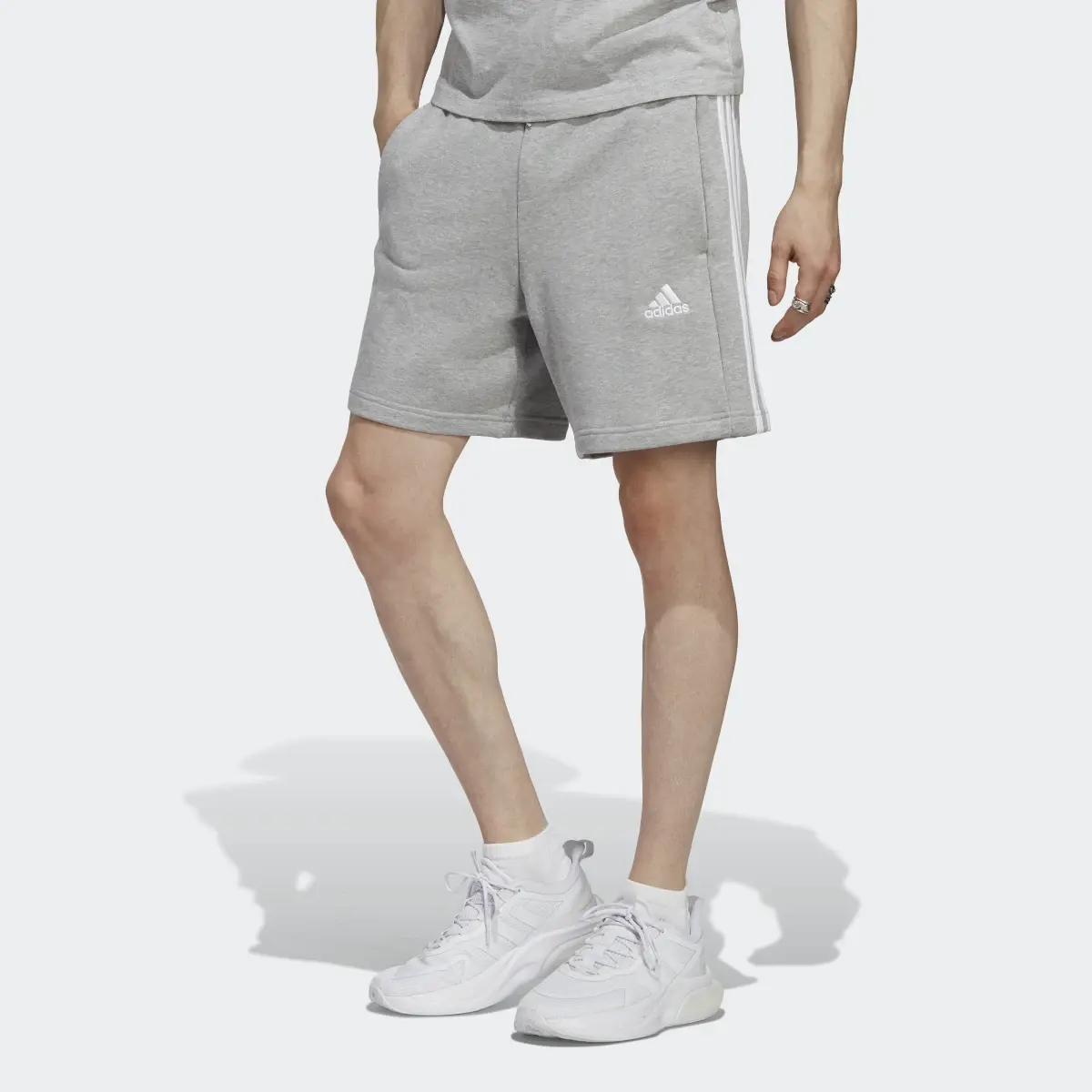 Adidas Essentials French Terry 3-Stripes Shorts. 1