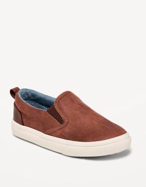 Faux-Leather Slip-On Sneakers for Toddler Boys brown