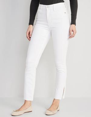 Extra High-Waisted Rockstar 360° Stretch Super-Skinny White Side-Split Jeans for Women white