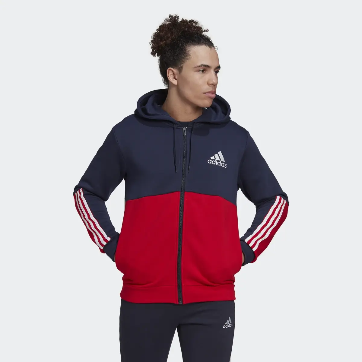 Adidas Essentials Colorblock Fleece Full-Zip Hoodie. 2