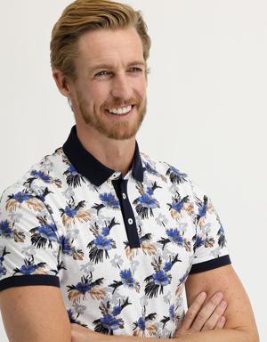 Polo Yaka Süper Slim Fit Baskılı Tişört