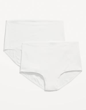 Maternity 2-Pack Rollover-Waist Brief Underwear white