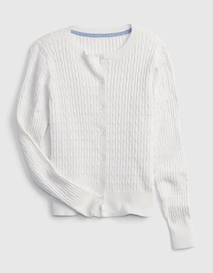 Kids Organic Cotton Uniform Cardigan white