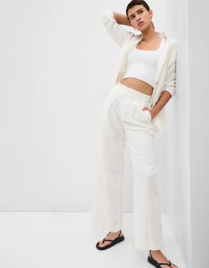 Linen-Cotton Pleated Pants white