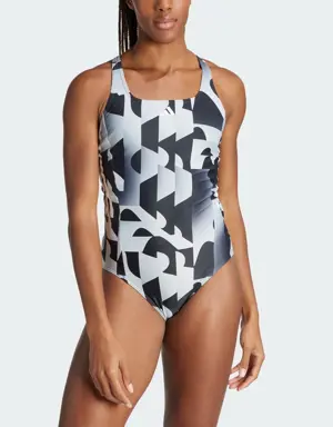 Adidas 3-Stripes Graphic V-Back Swimsuit