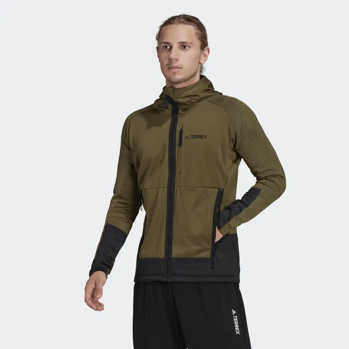 Adidas Terrex Tech Flooce Hooded Hiking Fleece Jacket. 2