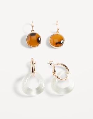 Gold-Toned Metal Drop Earrings Variety 2-Pack for Women gold