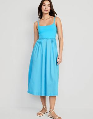 Fit & Flare Combination Midi Cami Dress for Women blue