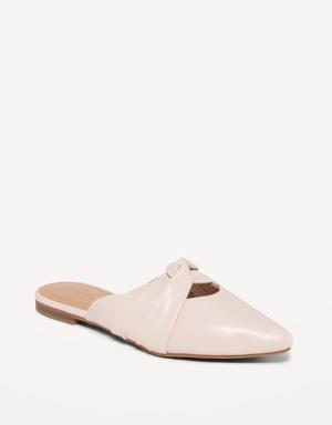 Faux-Leather Twist-Front Mule Shoes for Women pink