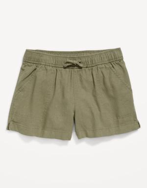 Old Navy Linen-Blend Drawstring Shorts for Girls brown