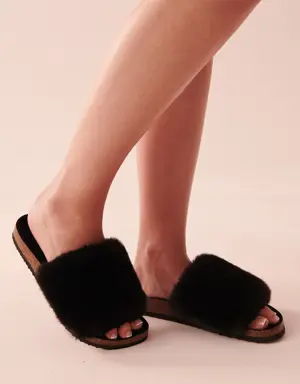 Plush Open Slide Slippers