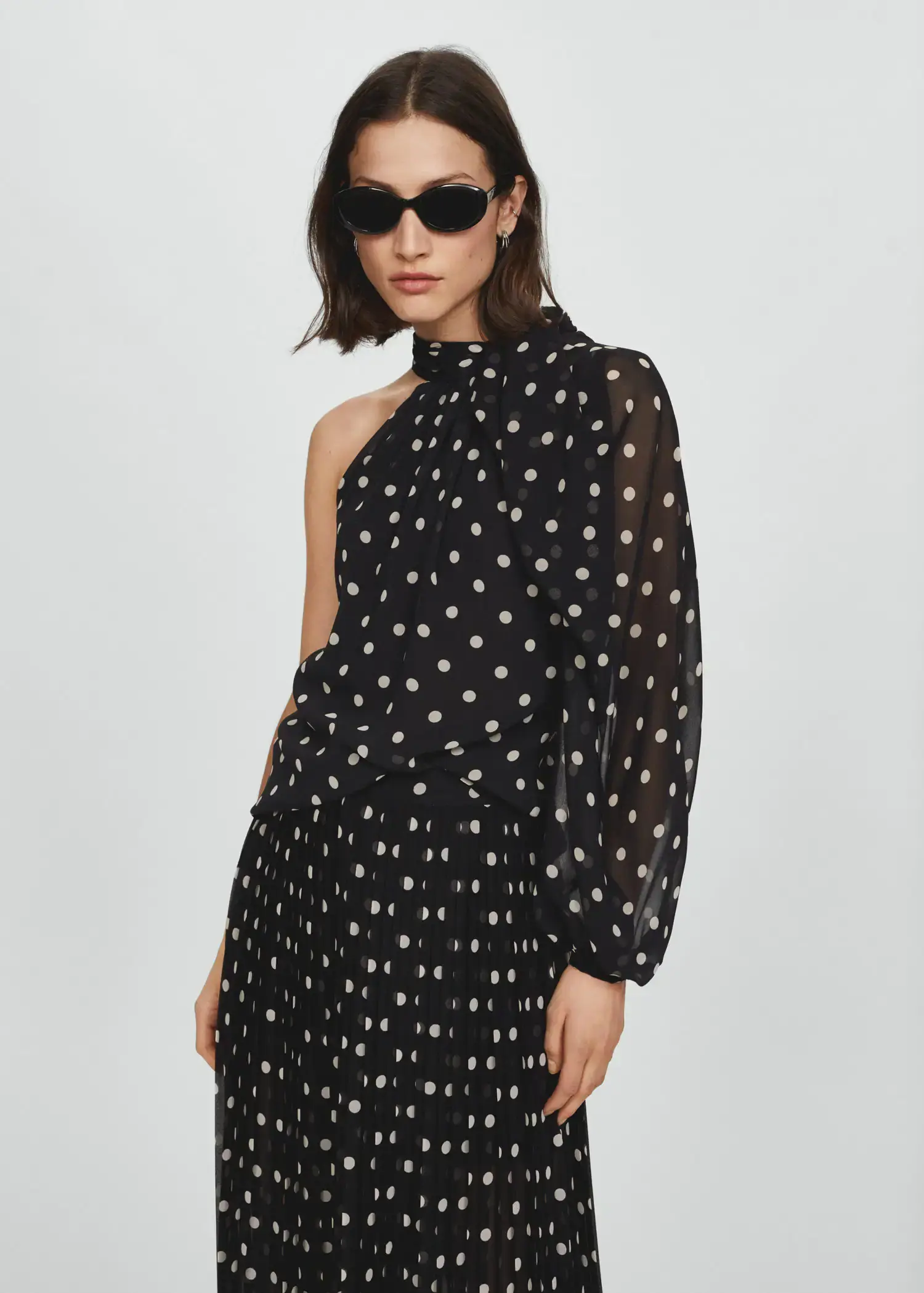 Mango Asymmetric polka dot blouse. 1