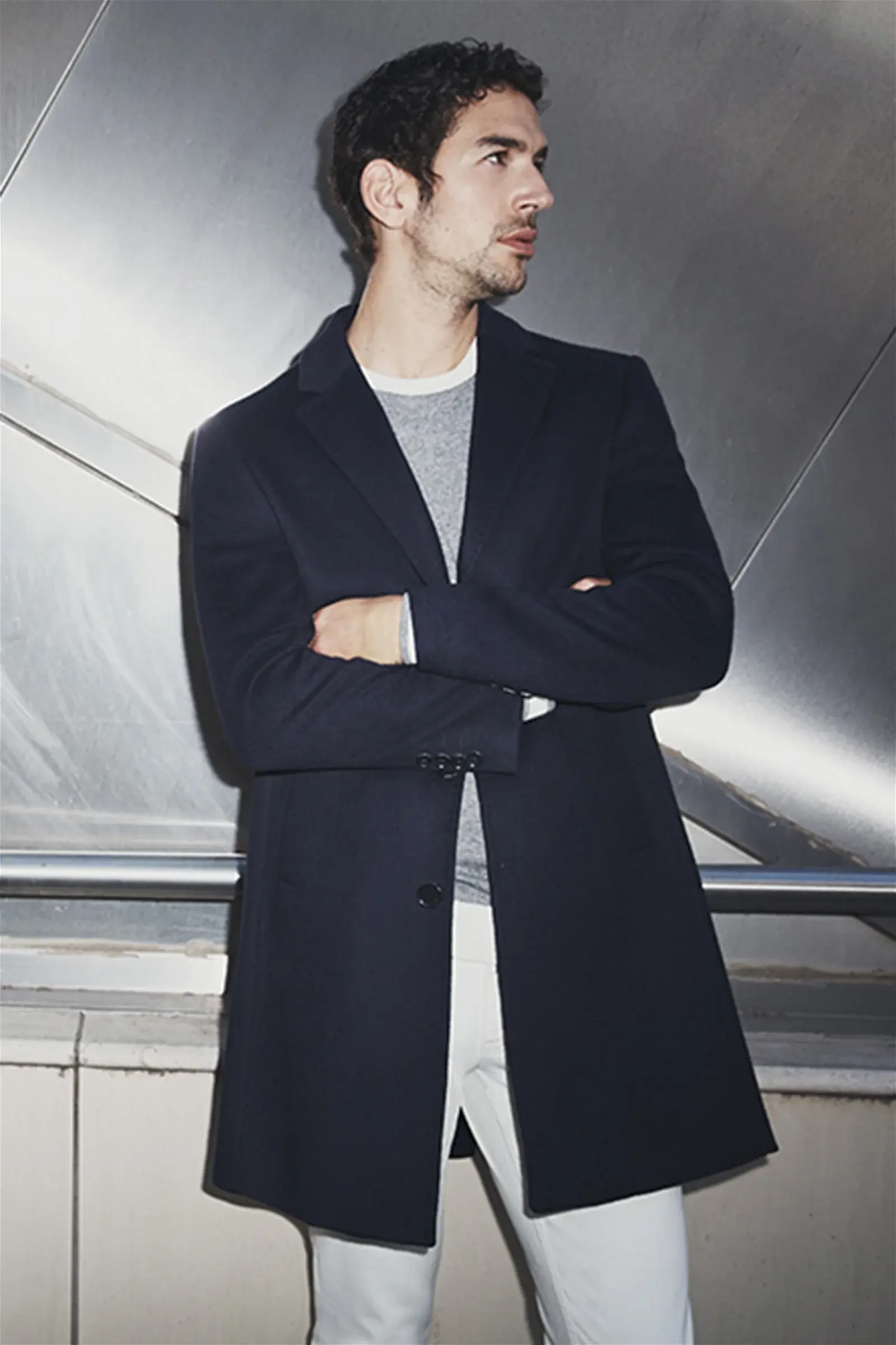 Damat Tween Damat Slim Fit Lacivert Deve Tüyü Loro Piana Palto. 1