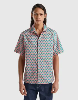 pink shirt with pear pattern